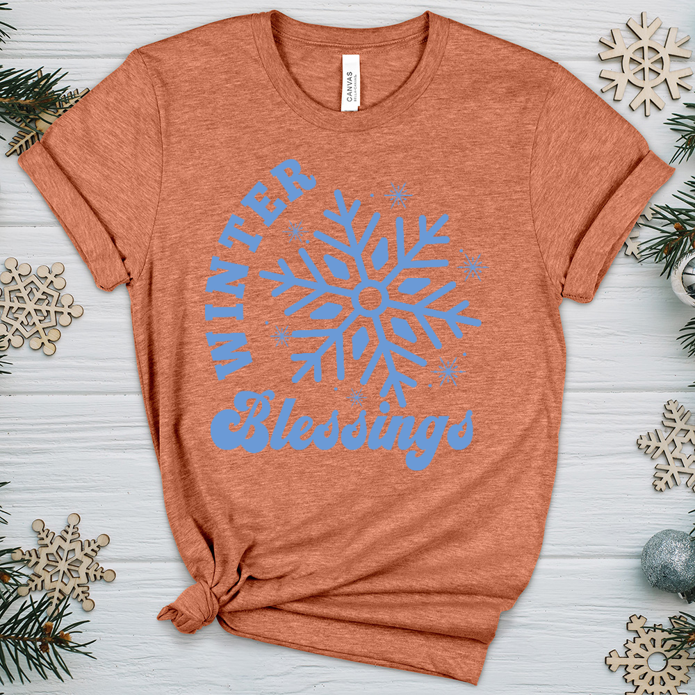 Blue Snowflake Heathered Tee