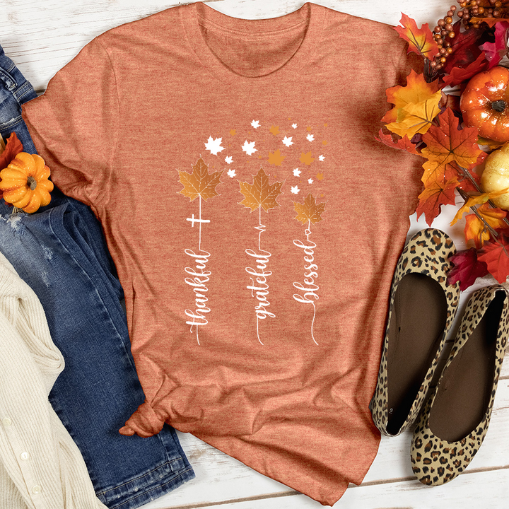 TGB Floating Leaves Heathered Tee