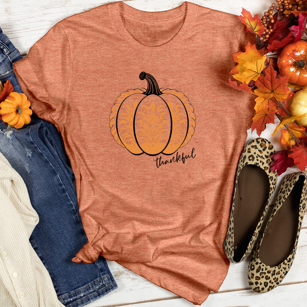 Vintage Retro Art Pumpkin Heathered Tee