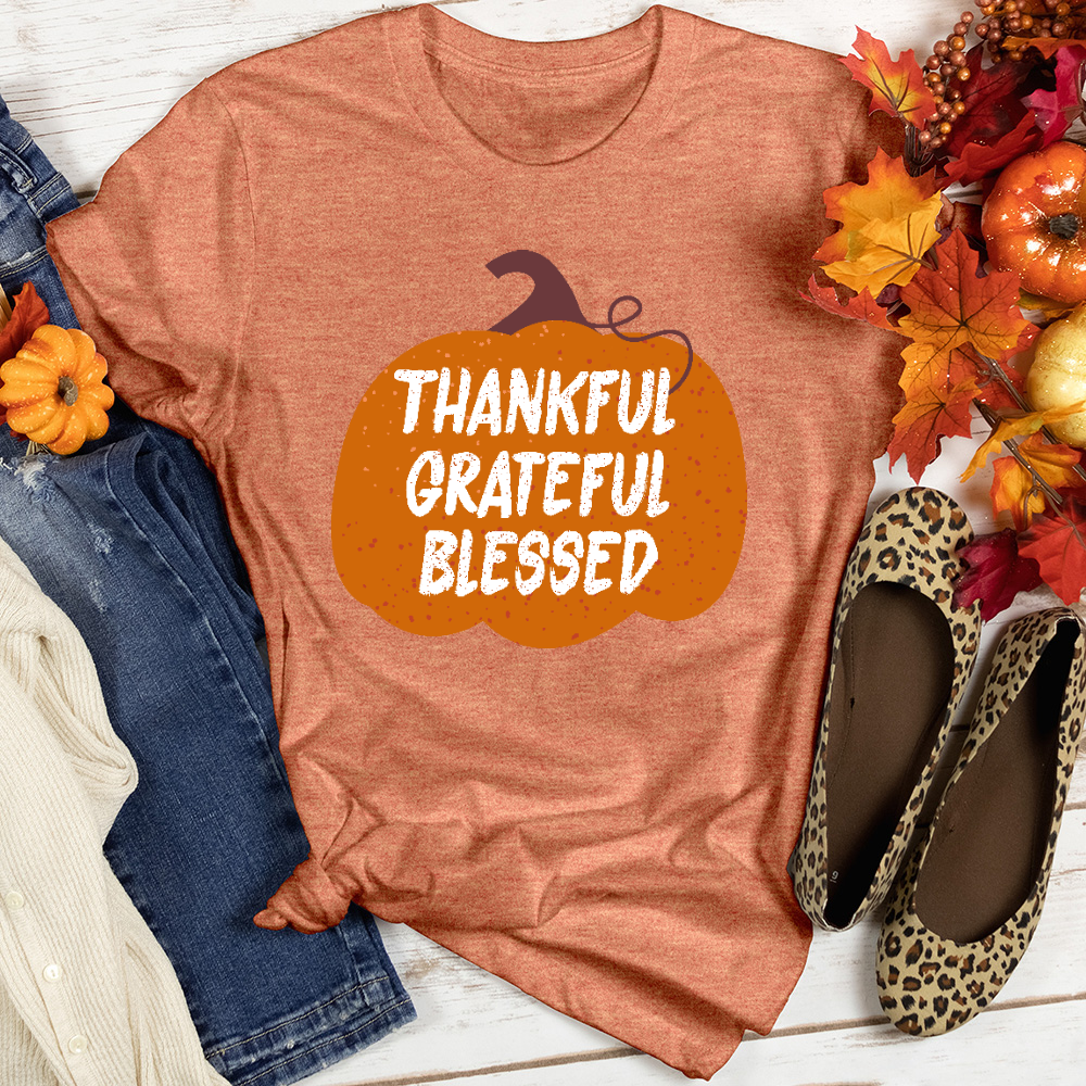 TGB Autumn Pumpkin Scene Heathered Tee