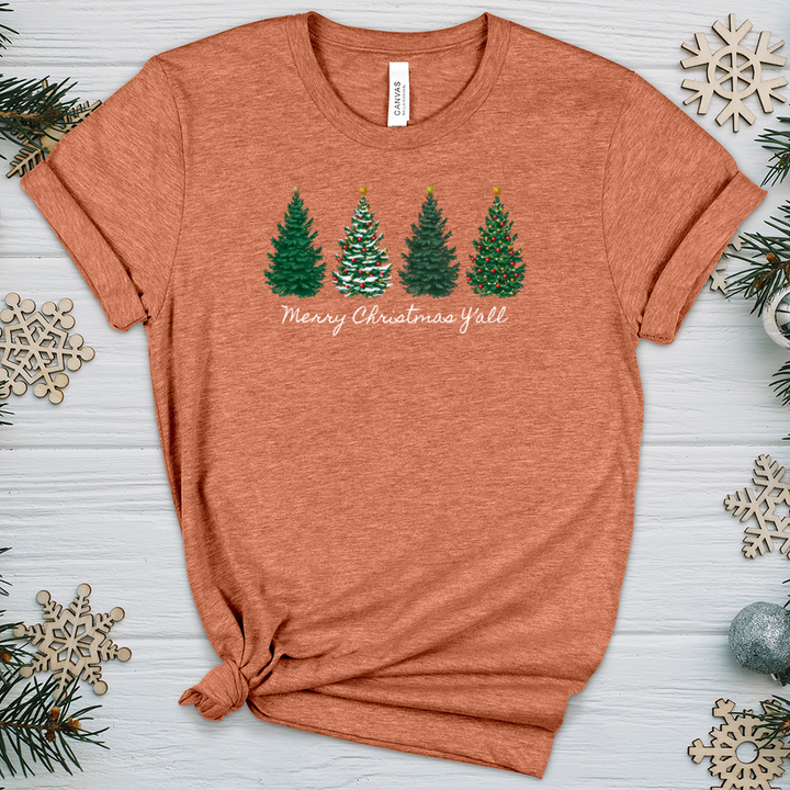 Merry Christmas Y'all Pines Heathered Tee