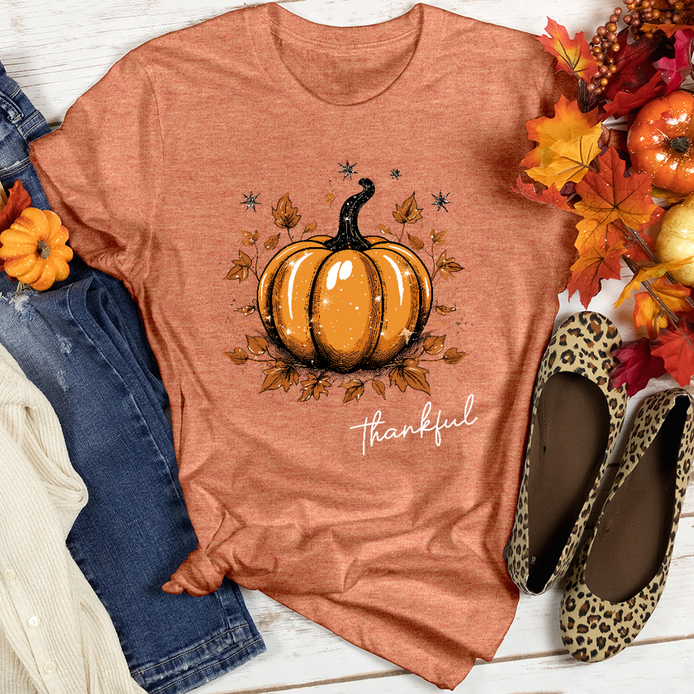 Sparkling Thankful Pumpkin Heathered Tee