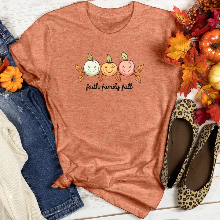 Pastel Leaf Pumpkin Trio Heathered Tee