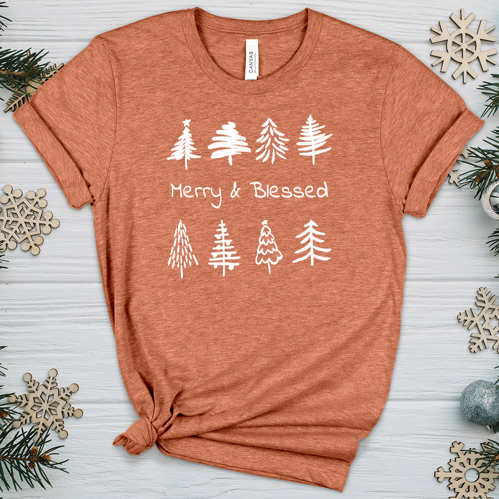 Merry & Blessed Tree Farm Heathered Tee