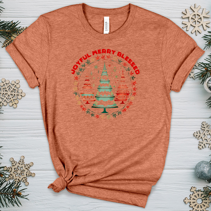 Vintage Christmas Tree Circle Heathered Tee