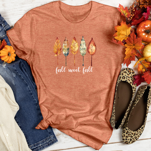 Vintage Cozy Leaves Watercolor Trio Heathered Tee