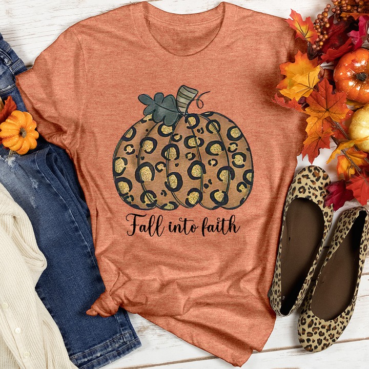 Fall Into Faith Gold Pumpkin Heathered Tee