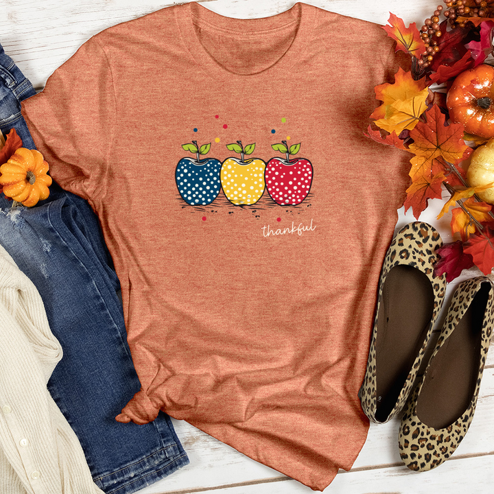 Vintage Picnic Polka Dot Trio Apples Heathered Tee