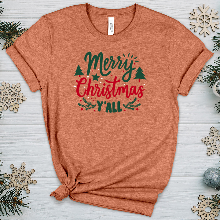 Merry Blessed Christmas Colors Heathered Tee