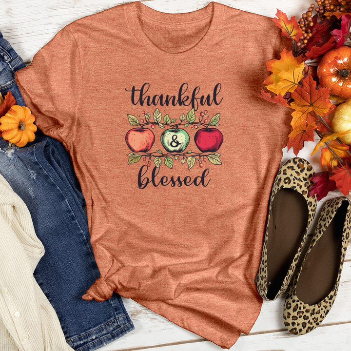 Retro Cozy Floral Trio Apples Heathered Tee