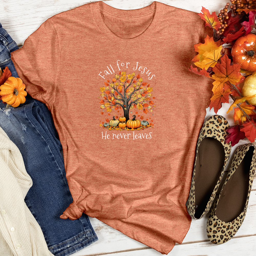 Vintage Floral Pumpkin Tree Heathered Tee