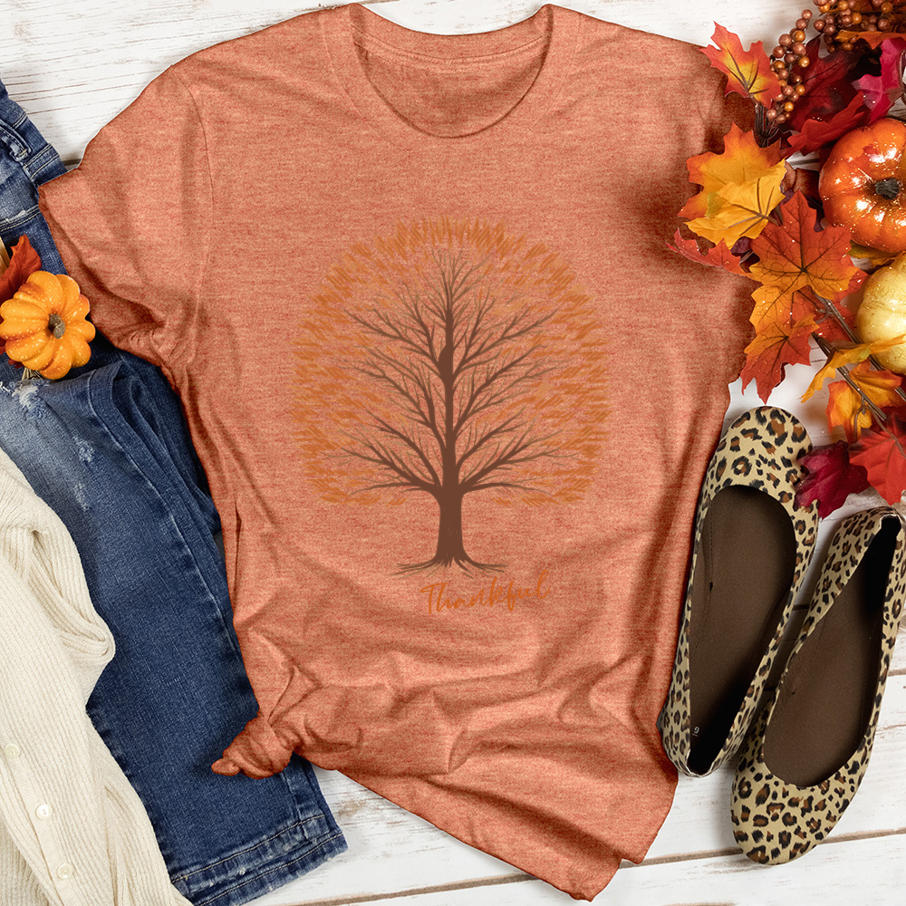 Vintage Herringbone Cozy Retreat Tree Heathered Tee