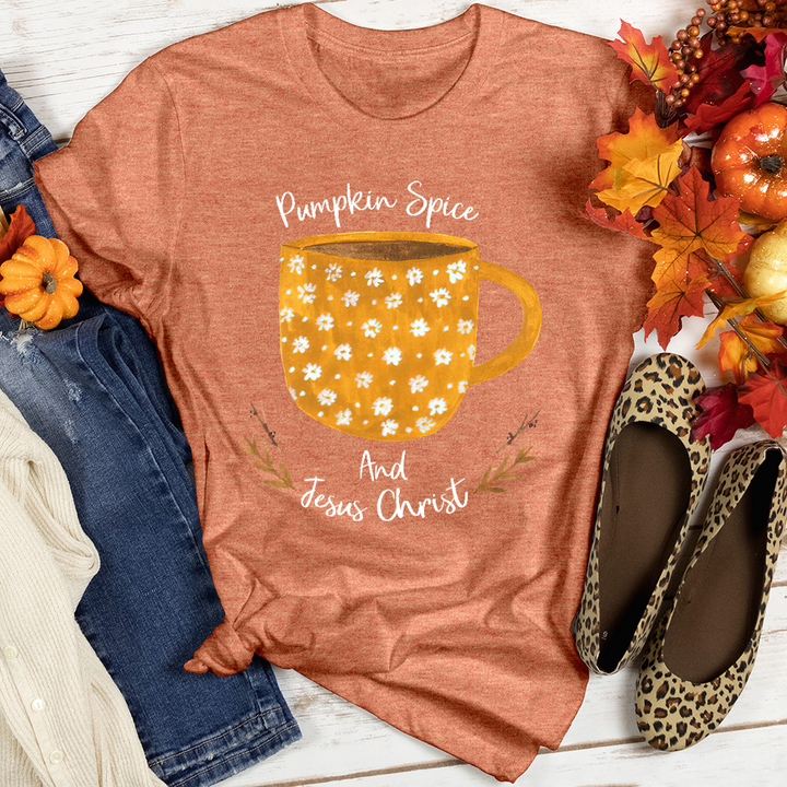 Pumpkin Spice and Jesus Christ Heathered Tee