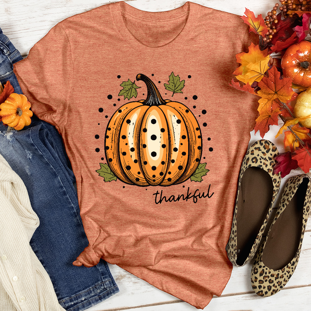 Thankful Spotted Pumpkin Heathered Tee