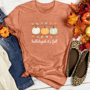 Orange Pastel Pumpkin Trio Heathered Tee