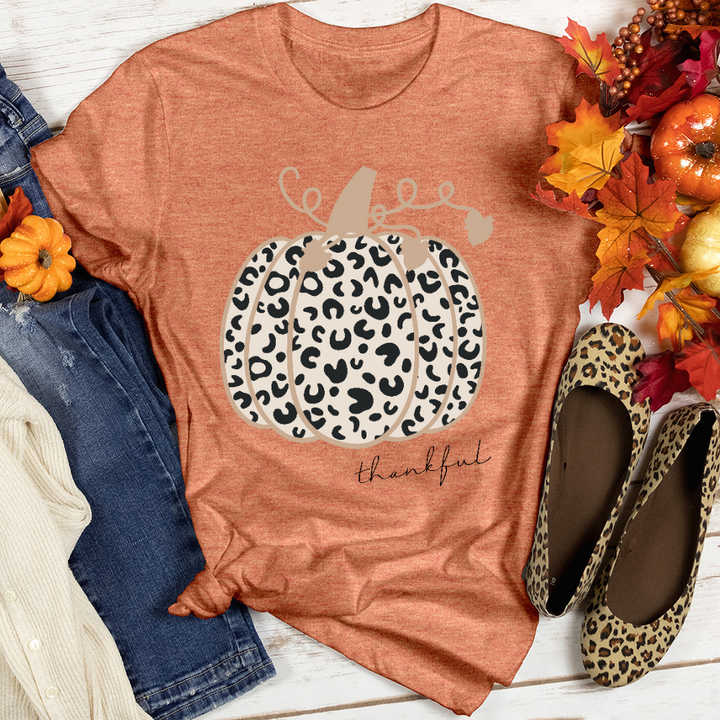 Thankful Leopard Pumpkin Heathered Tee