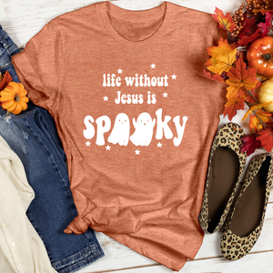 Life Without Jesus Is Spooky Heathered Tee