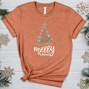 Merry & Blessed Sparkling Tree Heathered Tee