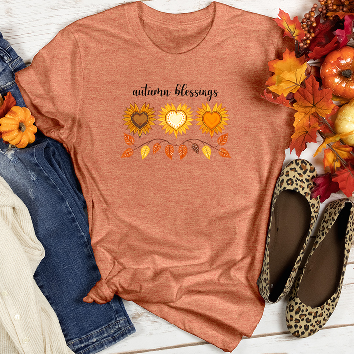 Autumn Sunflower Heart Trio Heathered Tee