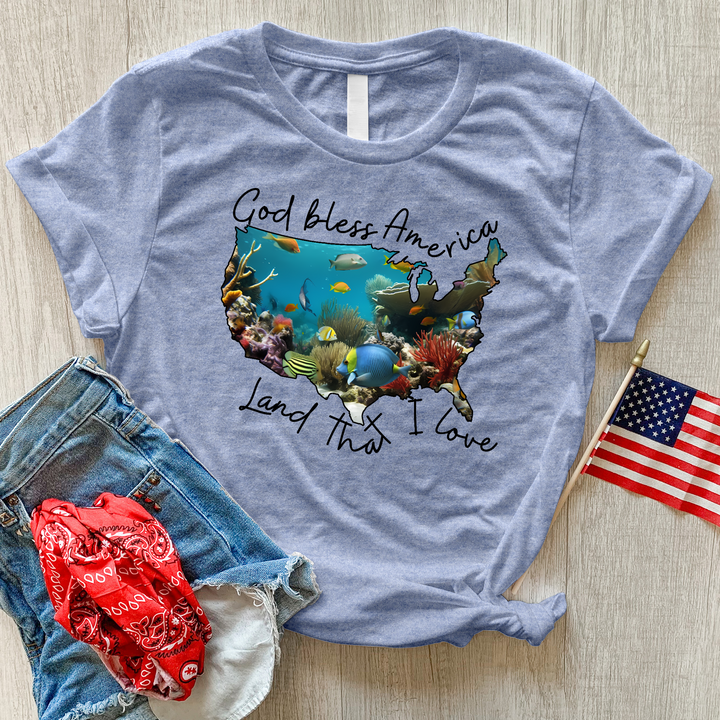 Coral Reef America Heathered Tee