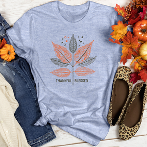 Thankful Blessed Retro Cider Leaf Trio Heathered Tee