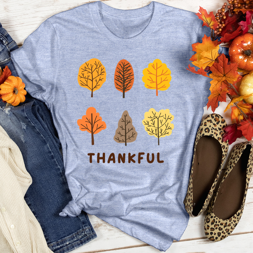 Thankful Leafy Trees Heathered Tee