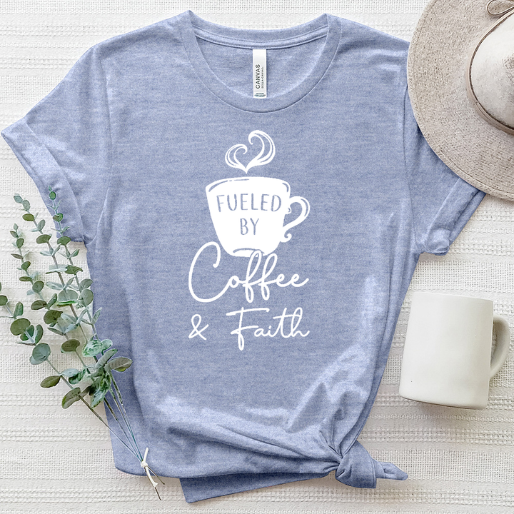 Fueled By Coffee And Faith Heathered Tee