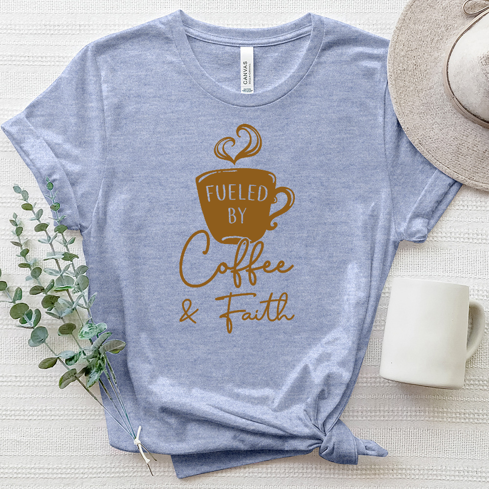 Fueled By Coffee And Faith Heathered Tee