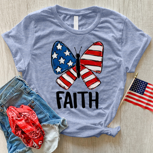 USA Faith Butterfly Heathered Tee