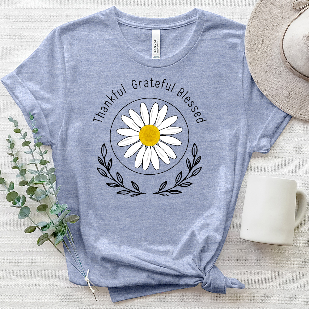 Thankful Olive Branch Daisy Heathered Tee