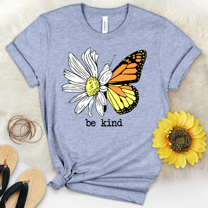 Be Kind Daisy Butterfly Heathered Tee