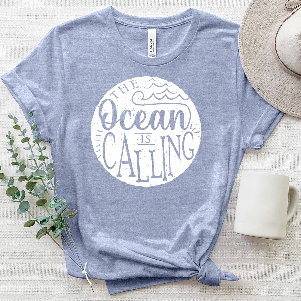 The Ocean Is Calling Heathered Tee