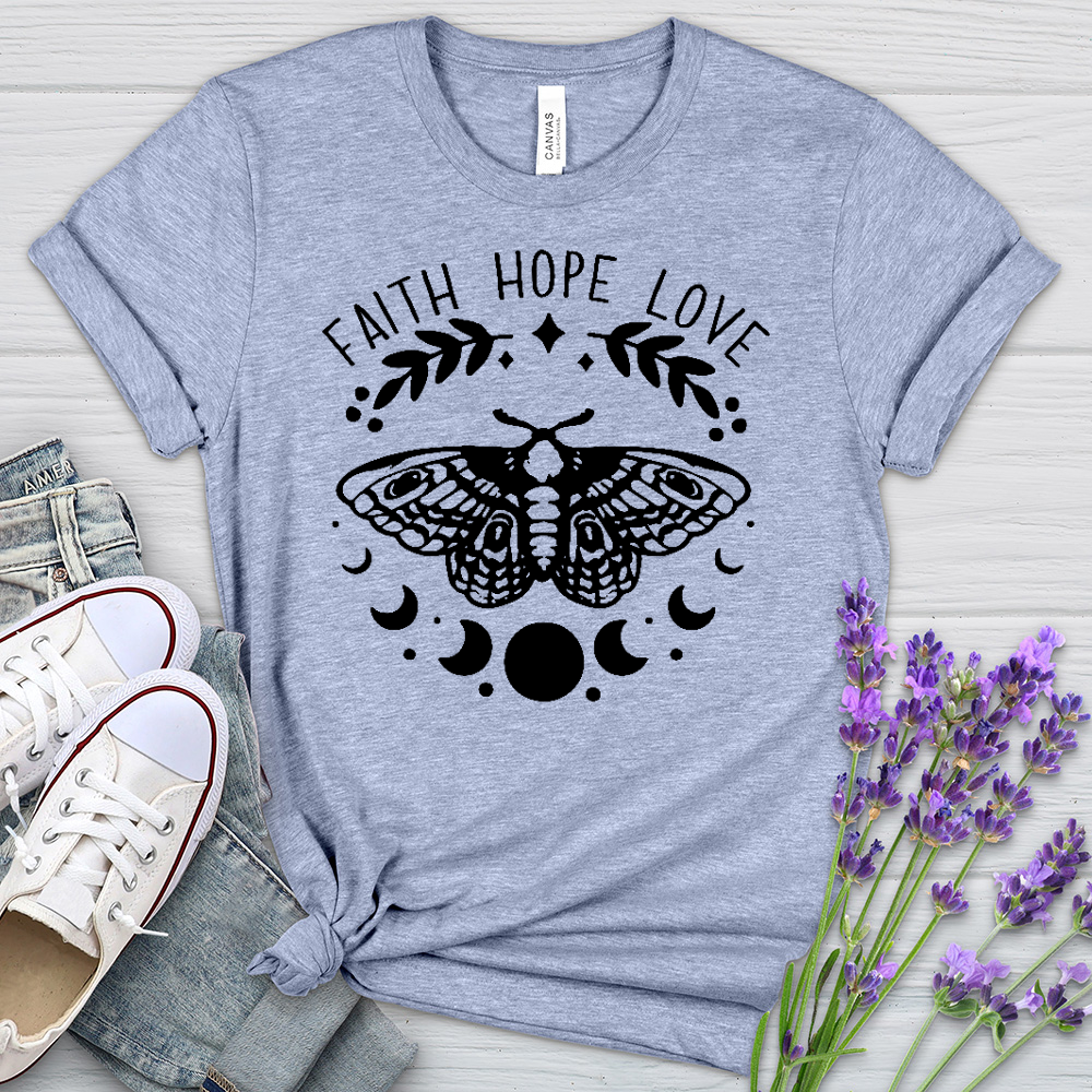 Faith Hope Love Dragonfly Heathered Tee