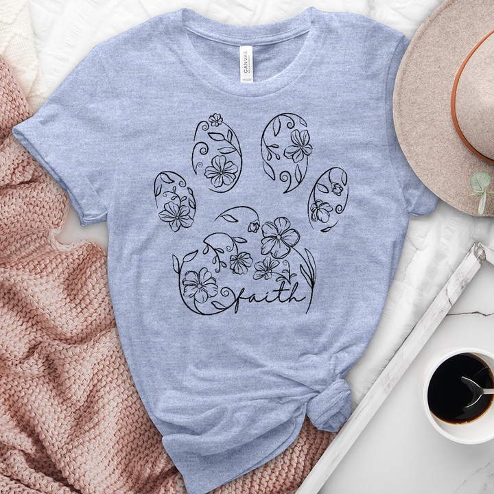 Faith paw print floral heathered tee