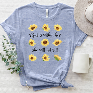 She Will Not Fall Sunflower Heathered Tee