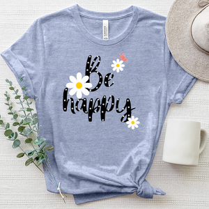 Be Happy Daisy Art Heathered Tee