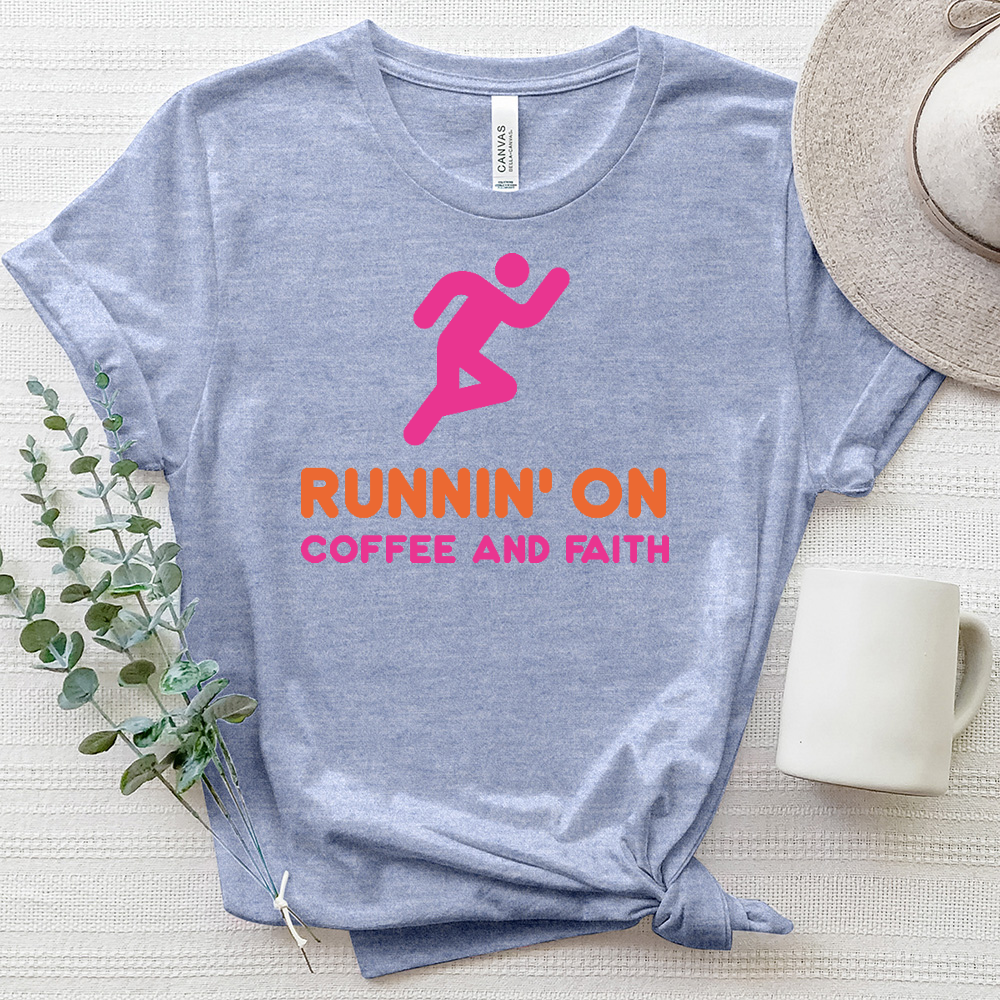 Runnin' on Coffee and Faith Heathered Tee