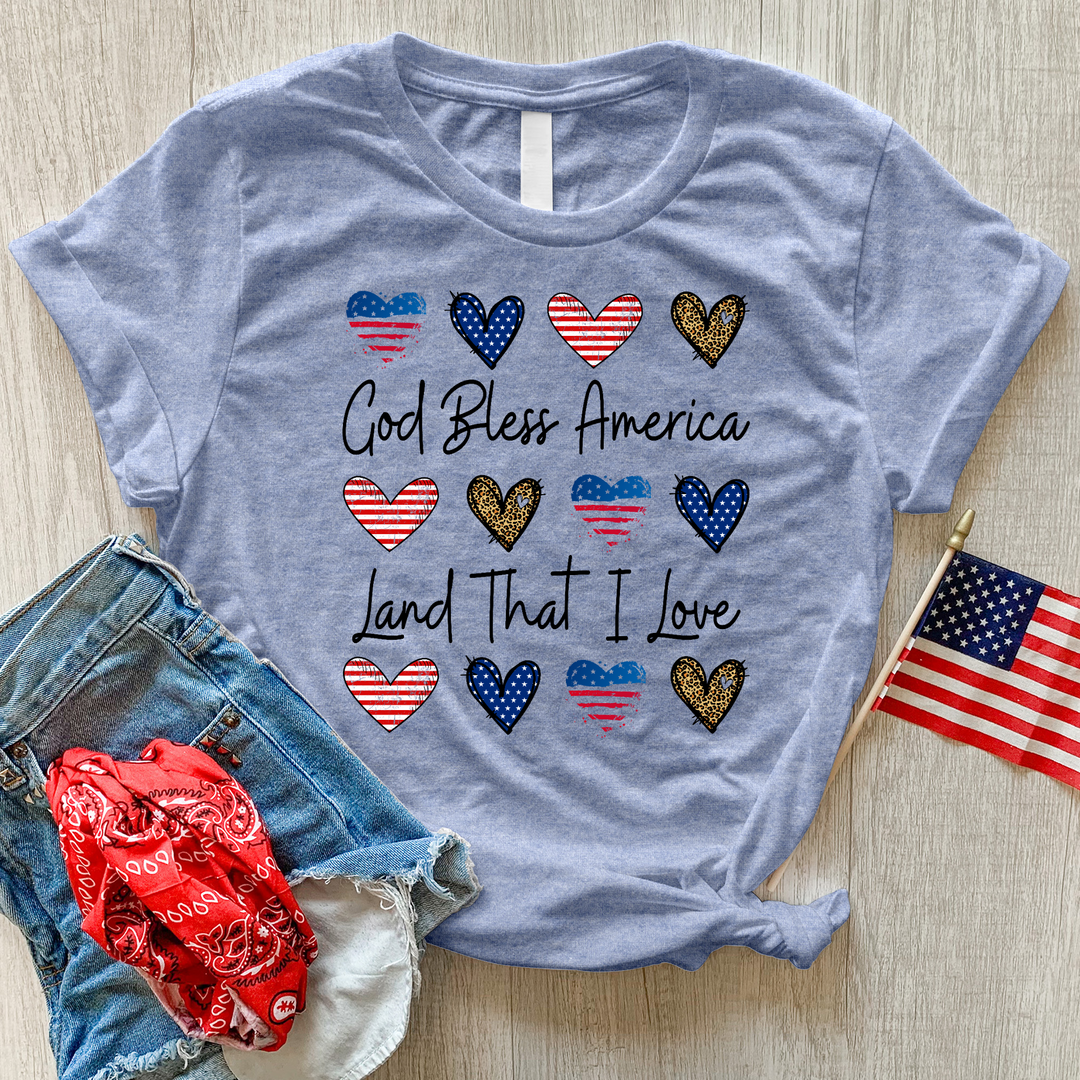 God Bless Heart Pattern Heathered Tee