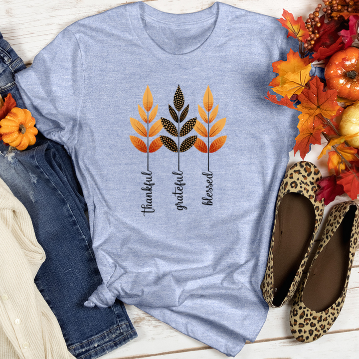 Retro Serene Leaf Trio Heathered Tee