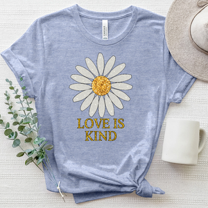 Pink Glitter Daisy Flower Heathered Tee