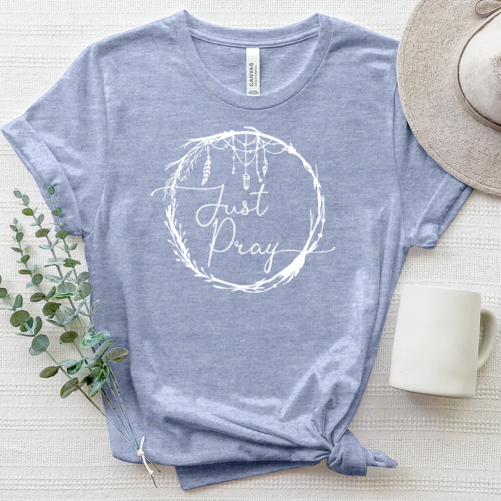 Just Pray White Heathered Tee