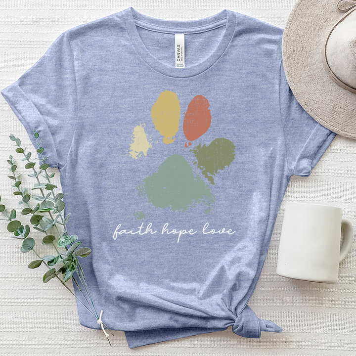 Faded Rainbow Paw Print Heathered Tee