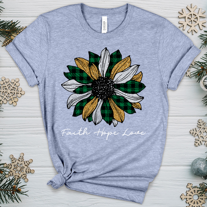 Christmas Patterned Flower Heathered Tee