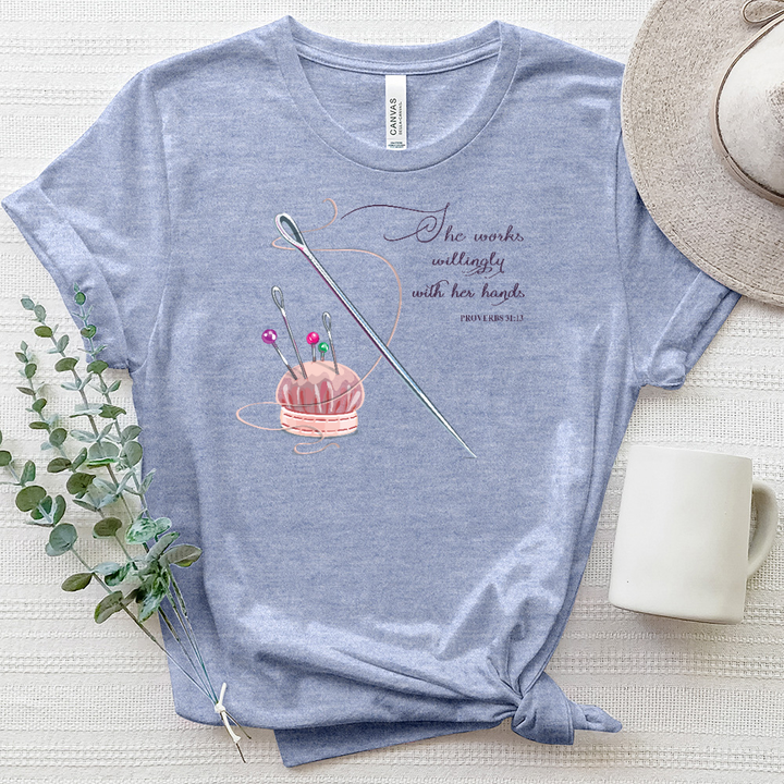 She Works Willingly Heathered Tee