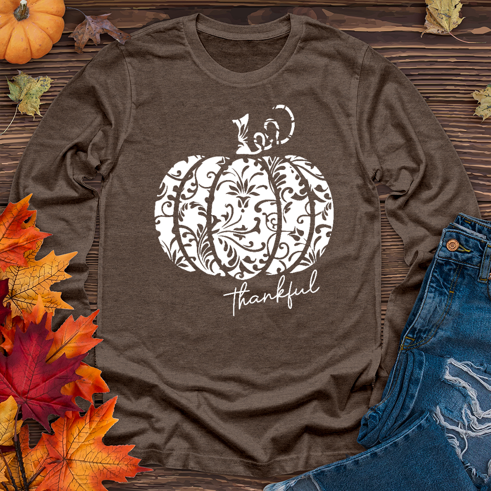 Thankful Floral Pumpkin Long Sleeve Tee