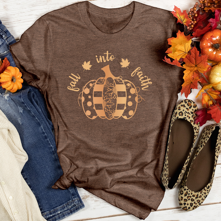 Fall Into Faith Spotted Pumpkin Heathered Tee