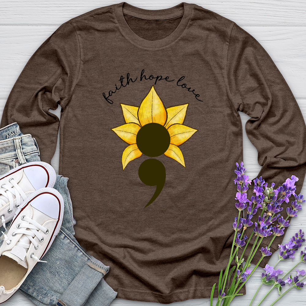 Faith Hope Love Semicolon Long Sleeve Tee