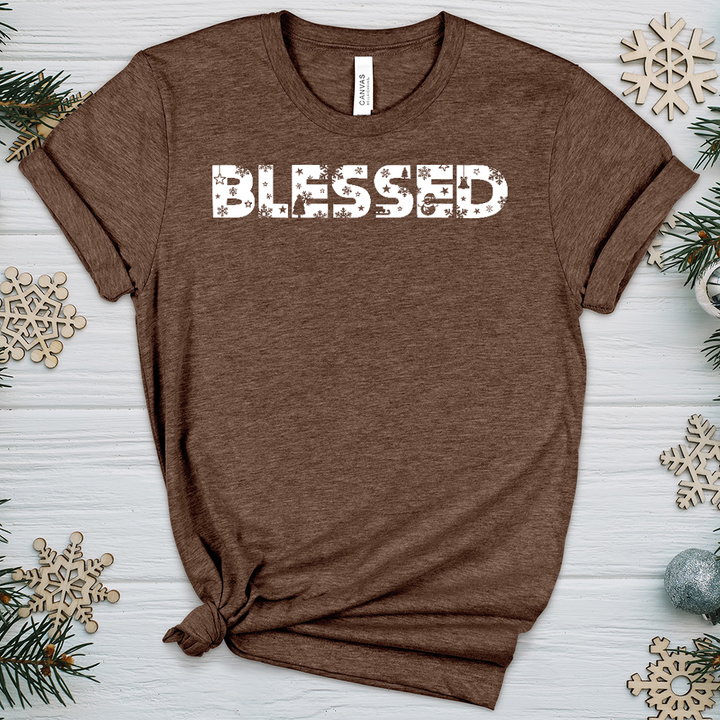 Blessed Winter Font Heathered Tee