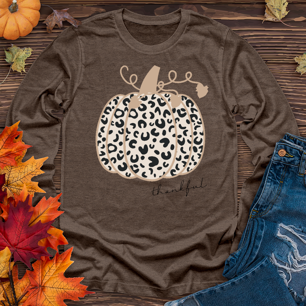 Thankful Leopard Pumpkin Long Sleeve Tee