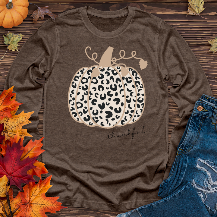 Thankful Leopard Pumpkin Long Sleeve Tee